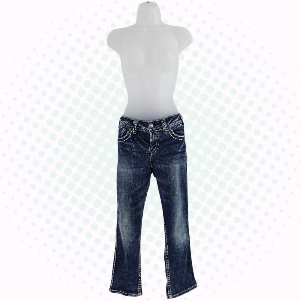 Vintage Y2K Silver Jeans Suki Dark Wash Mid Rise Cropped Bootcut Jeans Size 4